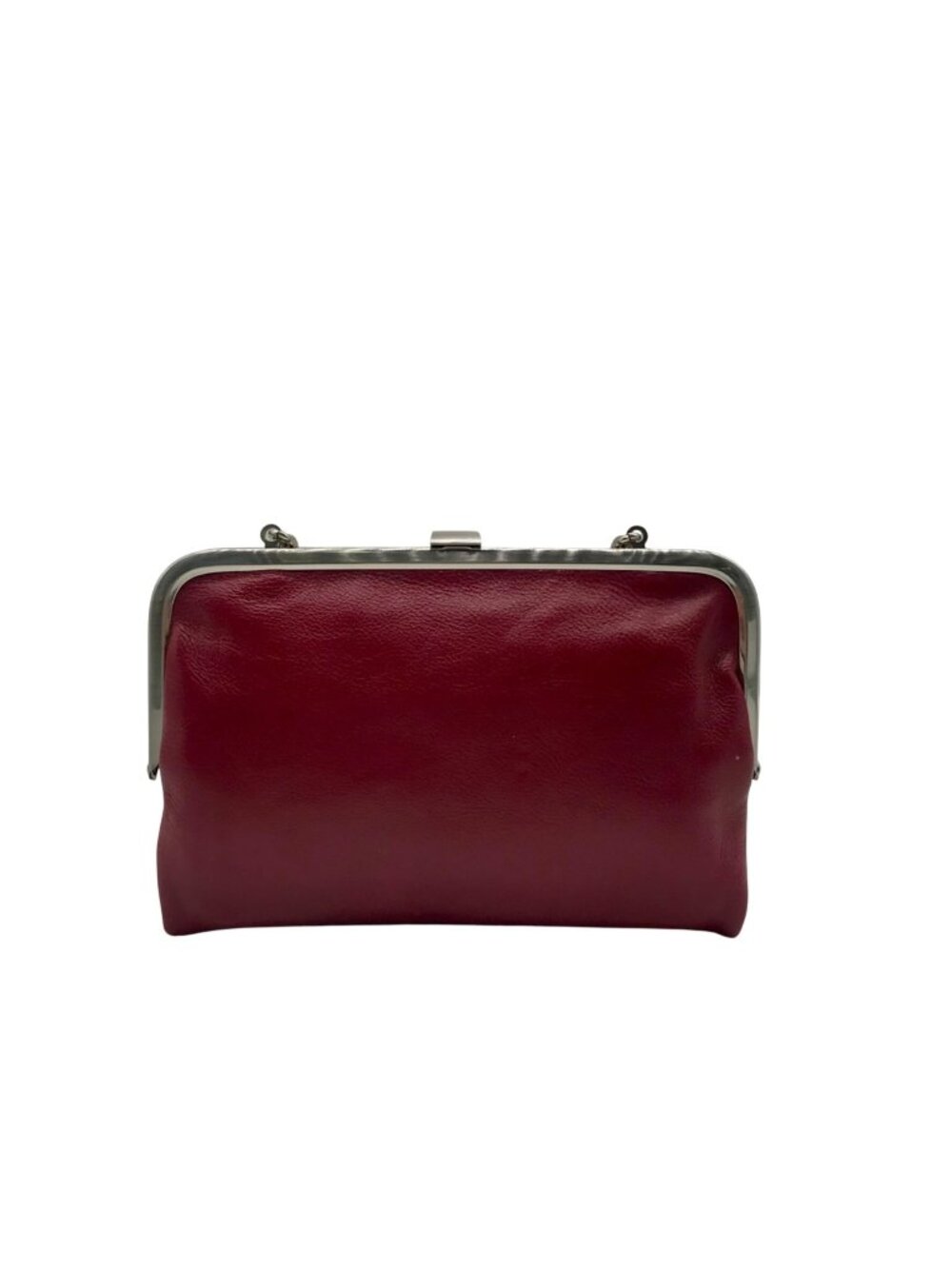 Clarks Red Leather Kiss Lock Clutch